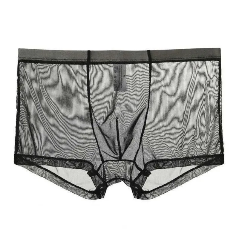 Transparante Boxers voor Mannen Doorzien Mannelijke Onderbroeken Sexy Mesh Lage Taille Ijs Zijde Dunne Koeling Heren Slipje Heren Ondergoed