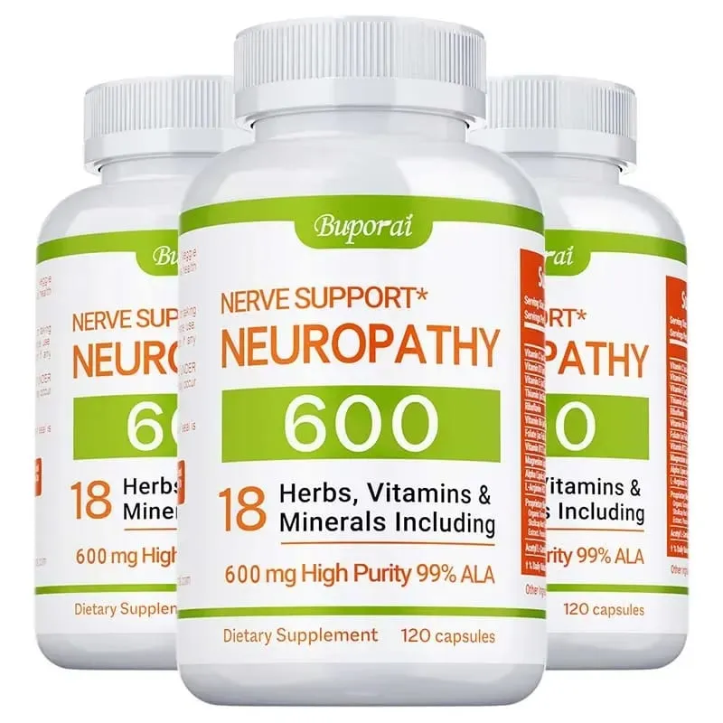 Neuropathy Support Supplement 600mg - Antioxidant Reduces Stress Promotes Nerve Health Cellular Energy Metabolism Non-GMO