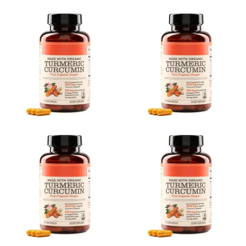 Οι κάψουλες Turmeric Curcumin Plus Vegan κατασκευασμένες με βιολογικό τζίντζερ υποστηρίζουν την υγεία των αρθρώσεων και την υγεία της καρδιάς Μη ΓΤΟ 90 Κάψουλες