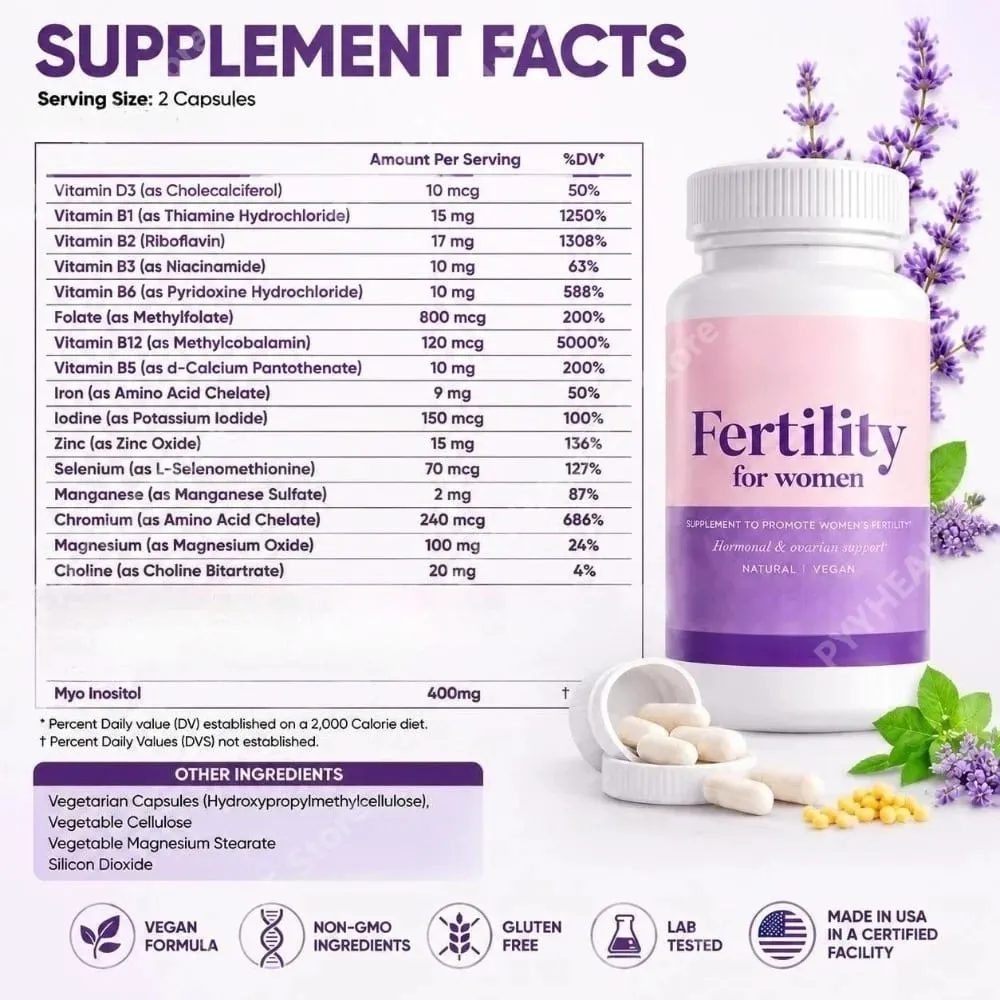 Κάψουλες γονιμότητας για γυναίκες Myo Inositol με Methylfolate & Πολυβιταμίνες Ορμονική & Υποστήριξη Ωοθηκών Υγιεινή Ωορρηξία 60 Cts