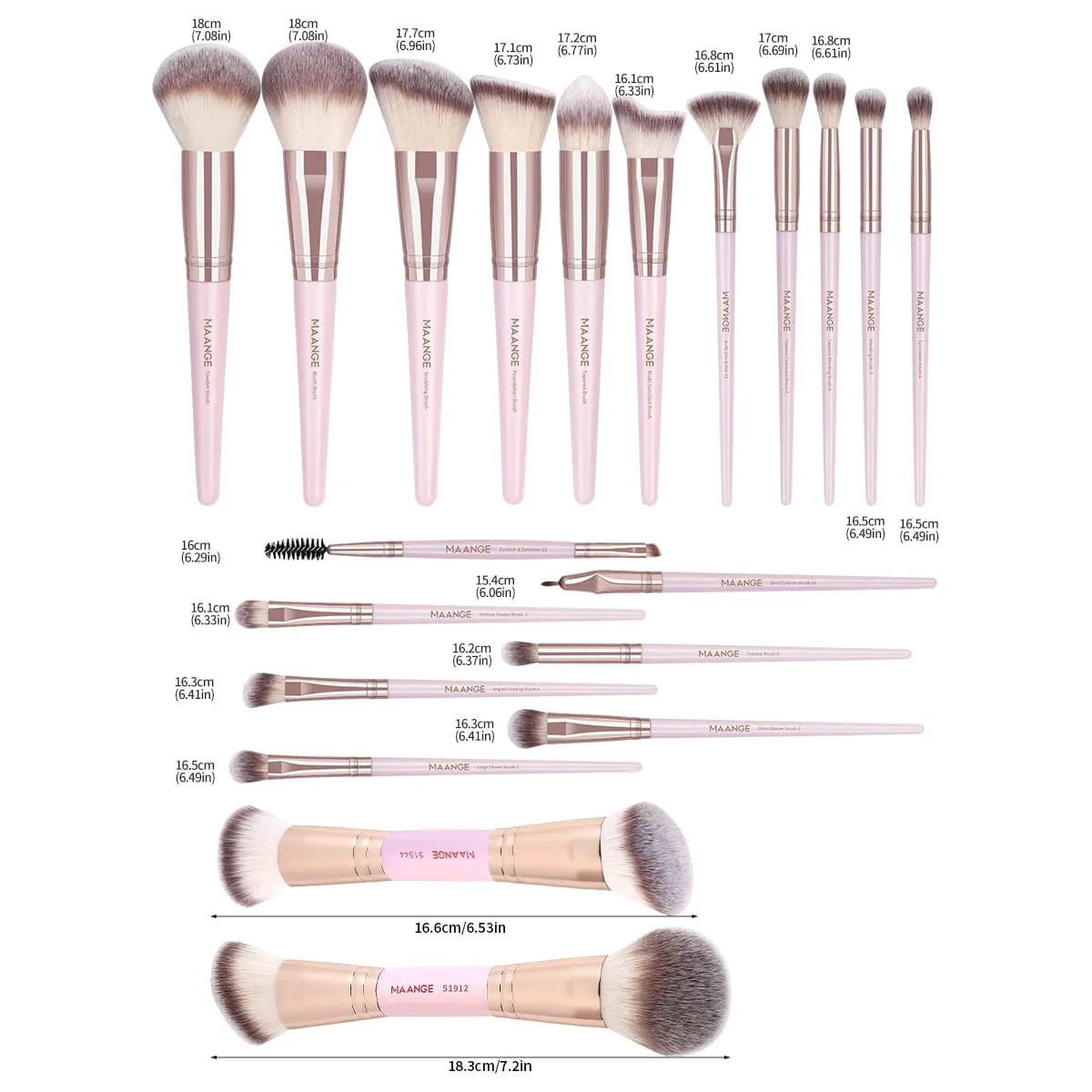 20 st Professionell Makeup Borste Set med förvaringspåse Foundation Brush Powder Brush Ögonskuggsborste Basic Makeup Borstar