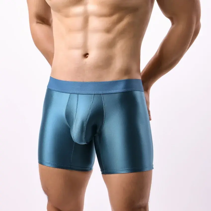 Mens Underwear Boxers Solid U Pouch Panties For Man Extended Leg Boxer Shorts Homme Middle Waist Sports Underpants Male M-XXL