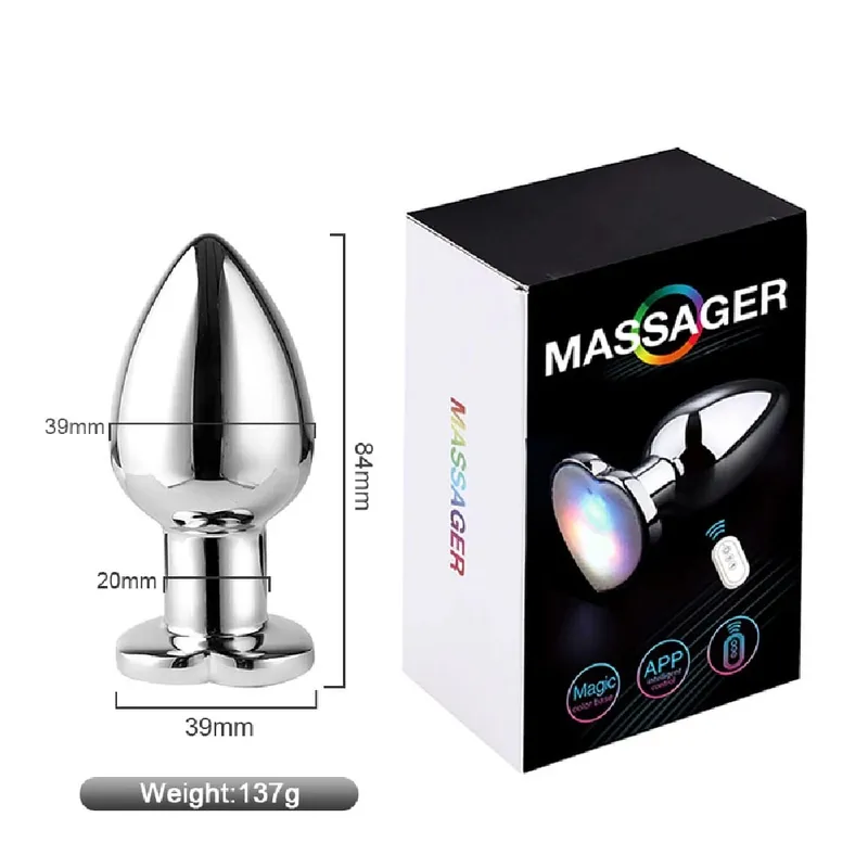 Glowing Vibrating Anal Plug RGB Light APP Control Anal Vibrator Bright Metal Butt Plug Bluetooth Vibration Dildo Adult Sex Toys