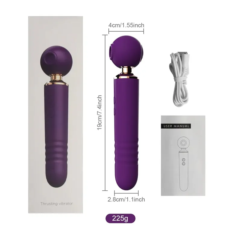 Powerful Av Magic Wand Vibrators For Women 3in1 Sex Toys Telescopic Dildo G Spot Stimulator Tapping Clitoris Sucker And Massager