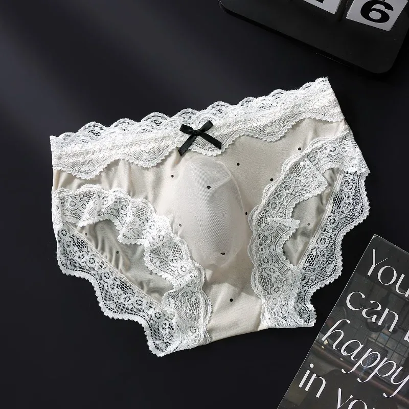 Men Sexy Lace Briefs Sweet Women Style Panties for Men Mid Waist Sheer Ice Silk Seamless Underwear Stretch U Convex Underpant