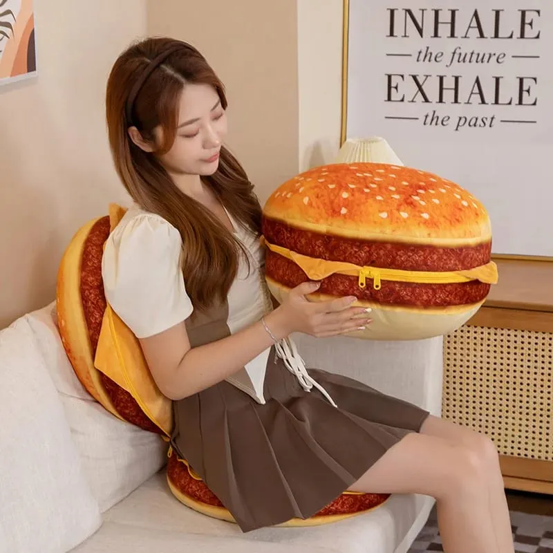 Bagong Creative Burger Plush Toy Soft Padded Plush Cushion Cute Hamburger Pillow Sofa Chair Cushion Boys Girls Kids Birthday Gift