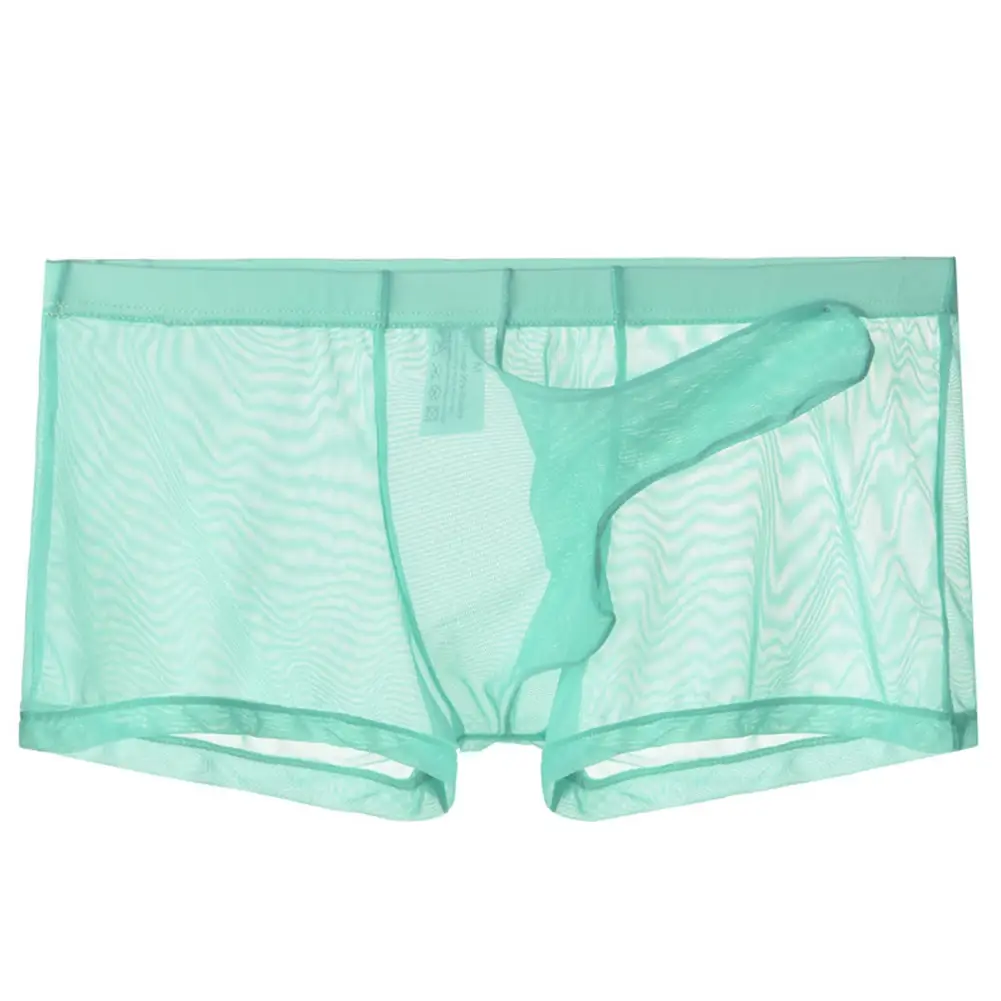 Sexy Mannen Mesh Transparant Lichtgewicht Ondergoed Zien Door Ademende Boxer Slips Slipje Bullet Scheiding Mannelijke Boxer Slipje