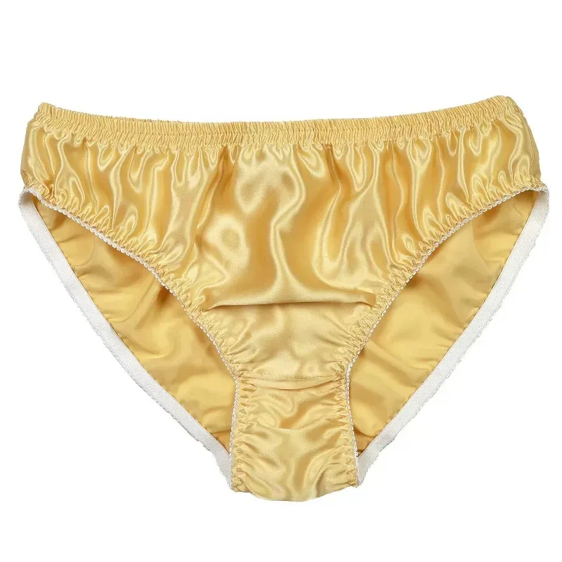 100% Mulberry Silk Men Sexy Underwear Wrinkle Briefs Breathable Male Panties Pure Silk Trigonometric Soft Man Underpants Summer