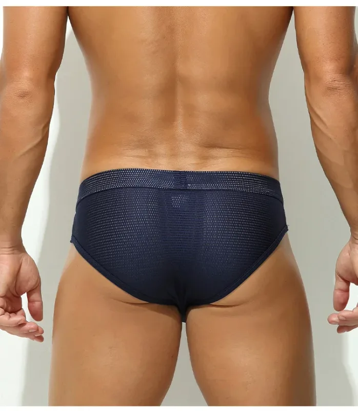 1PC Mesh Breathable Men's Underwear with Fly Pouch Front Open Bulge Separated Pouch Youth Korean Version Youth Briefs