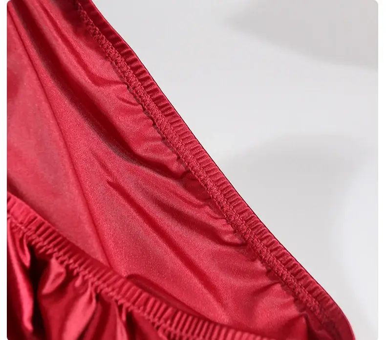 Men's Underwear Lightweight Ice Silk Wide-Waistband Low-Rise High-Cut Sexy Breathable Boxer Briefs with U-Shaped Front