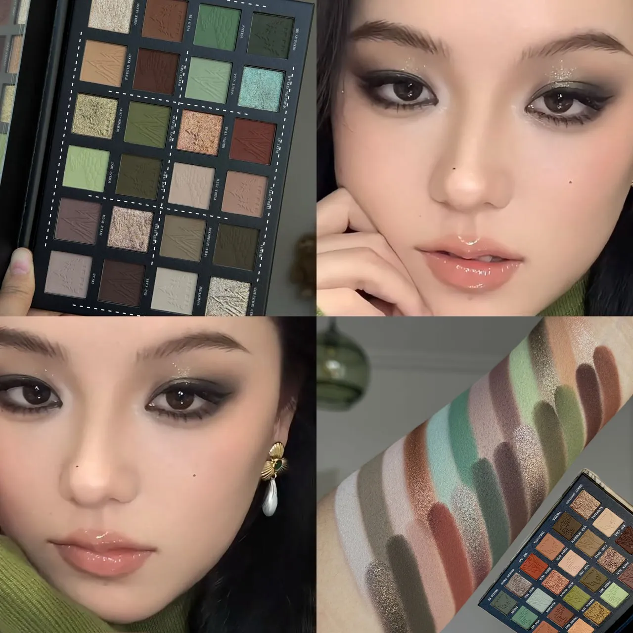 24 Χρώματα Metallic Glitter Eyeshadow Matte Shimmer Eye Shadow Makeup Plate Earth Powder Punk Smoky Dark Green Eye Shadow Make up