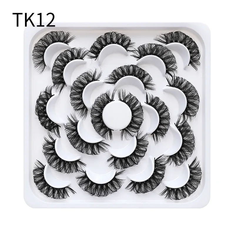 10 זוגות רוסי DD Curl Bulk Fluffy Strip ריסים טבעיים רכים מלאכותיים ריסים מלאכותיים לשימוש חוזר בעבודת יד ליום ומסיבה
