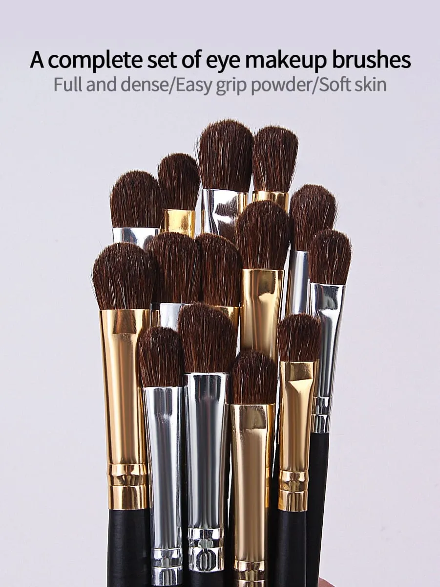14 na pirasong Wooden-Handled Eye Makeup Brushes Ang Eyeshadow Brushes at Eyebrow Brushes ay Multi-Functional Beauty Tools
