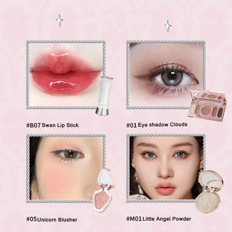 Flower Know Little Angel Collection Kotak Hadiah Makeup Eyeshadow Blush Cream Matte Lipstik Highlighter Kit Lengkap Semua Dalam Satu