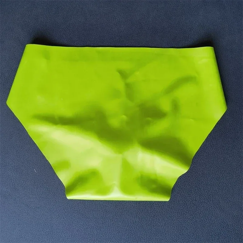 Men's Sexy Latex Erotic Underpants Seamless Rubber Sheath Sissy Briefs See-Through Couple Low Waist Panties Tight Safety Panties