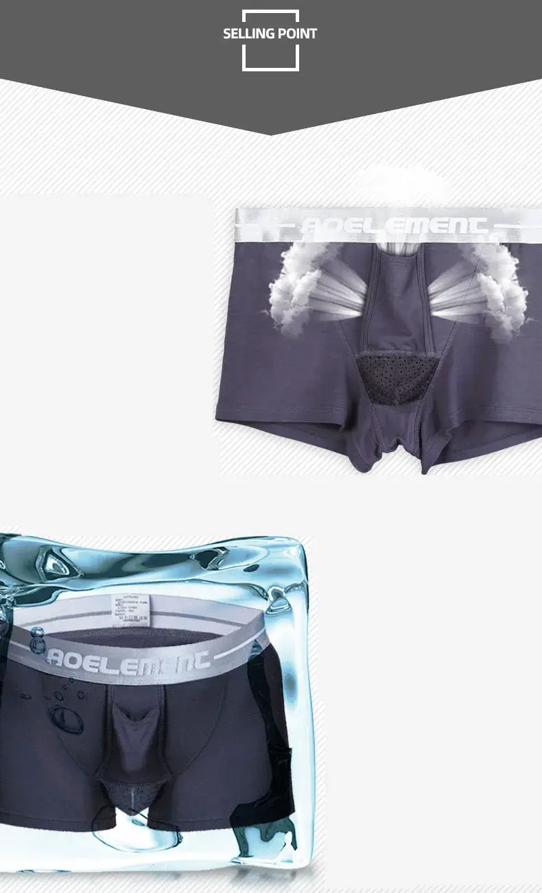 Men's Boxer Shorts Breathable Underwear Soft Viscose Boxers Man Solid Panties Ropa Bullet Separation Pouch Male Underpants L-XXL