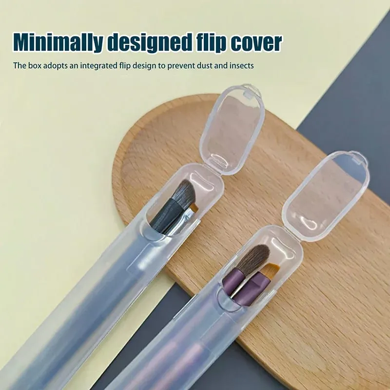 1 ST Bärbar Transparent Sminkborste Förvaringslåda med lock Ögonbryn Penna Sminkborstar Organizer Ätpinnefodral Skönhetsverktyg