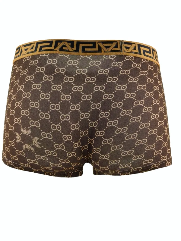 4-teiliges Herren-Boxershorts-Set aus Polyester – luxuriöse, mehrfarbige Unterwäsche mit geometrischem und Monogrammmuster
