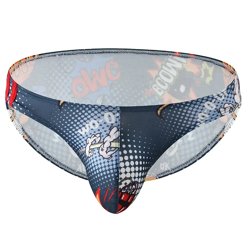 Men's Underwear Breathable Panties Fashion Printed Underpants Low Waist Lingerie Briefs