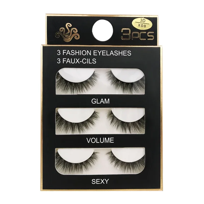 Faux Cils 3 Pairs Ψεύτικες Βλεφαρίδες Φυσικές μακριές 3D Βιζόν Βλεφαρίδες Απαλές Αφράτες Χειροποίητες Ψεύτικες Βλεφαρίδες Εργαλεία Μακιγιάζ Ματιών Maquiagem