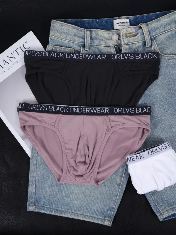 3PCS Men's ORLVS Triangle Briefs Low Rise Soft Breathable Stretch Cotton Underwear