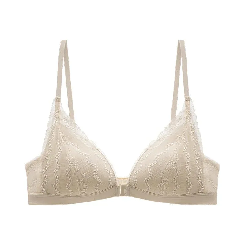 Push Up melltartó kis mellekhez - Elöl Csipke Bralette Wireless Demi Triangle Cup Szexi fehérnemű Vékony Demi Cup Kis mellkas