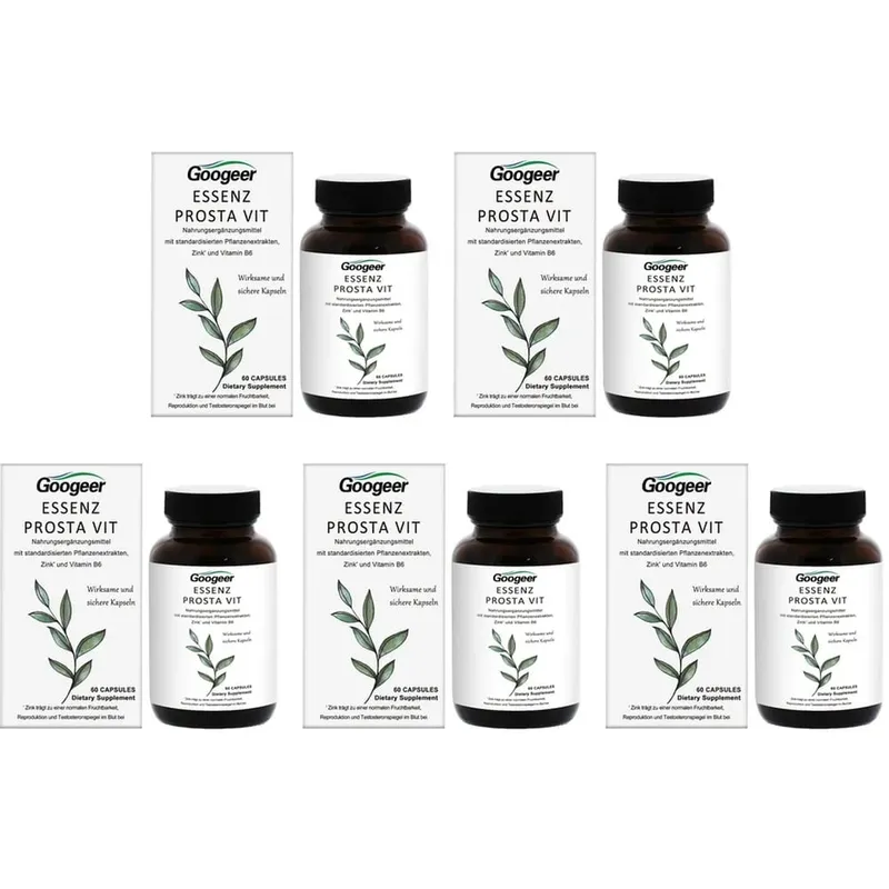 Googeer Prosta Vit Essenz Capsules para sa Mga Lalaki Pantog at Urinary Tract Health Support na may Zinc Vitamin B6 Saw Palmetto 60 Count