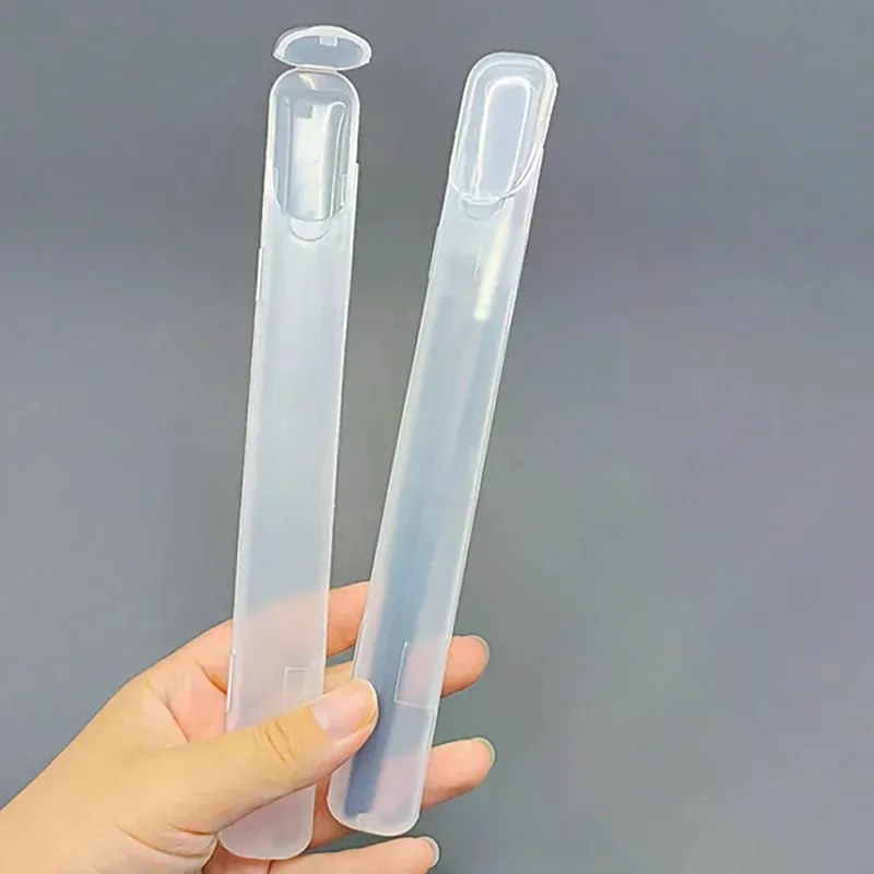 1 ST Bärbar Transparent Sminkborste Förvaringslåda med lock Ögonbryn Penna Sminkborstar Organizer Ätpinnefodral Skönhetsverktyg