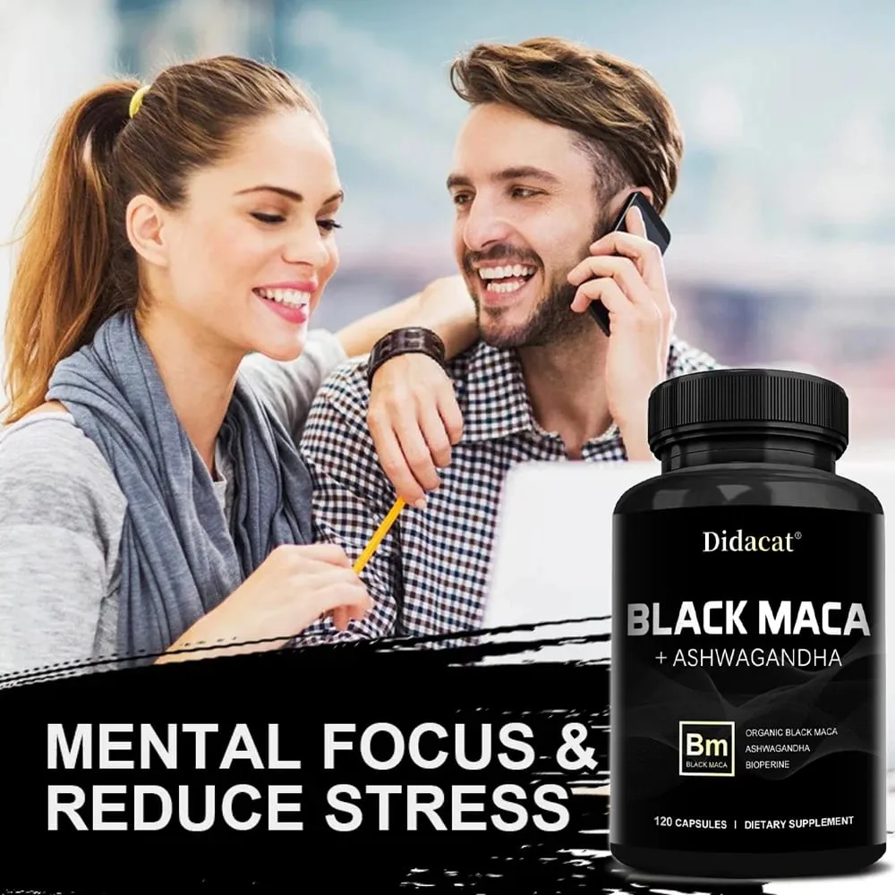 Organic Black Maca + Ashwagandha - Κάψουλες Black Maca υψηλής συγκέντρωσης για άνδρες που υποστηρίζουν την αντοχή και τη ζωτικότητα