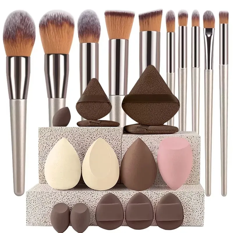 Mga Makeup Brushes at Sponges Set Brown Makeup Puff Beauty Egg Headband Wristband Remover Kit Regalo ng Tool na Pang-makeup 20/30