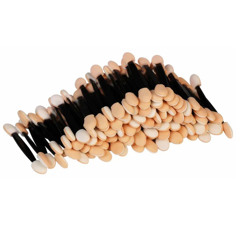 50/100 Buah Kuas Eyeshadow Dua Sisi Spons Nilon Set Kuas Rias Mata untuk Aplikator Kosmetik Alat Rias Populer