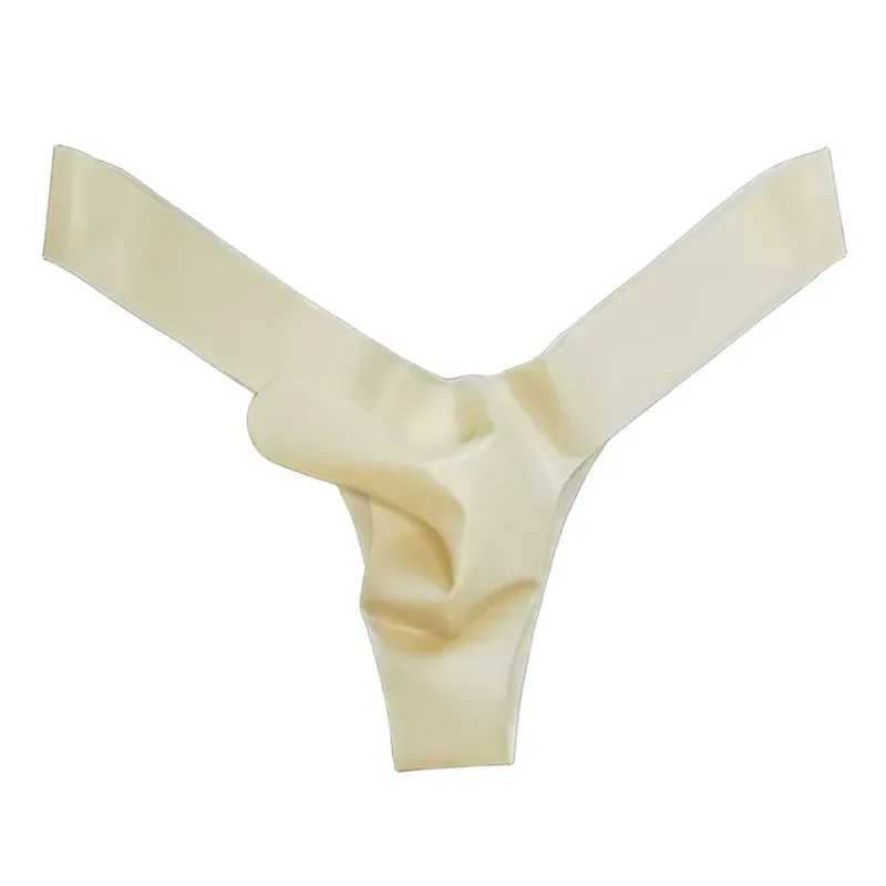 Mens Latex Foam Soft G-strings Sexy Lingerie Underwear Rubber Elephant Nose Pouch Thongs Man Sheer Exotic Panties