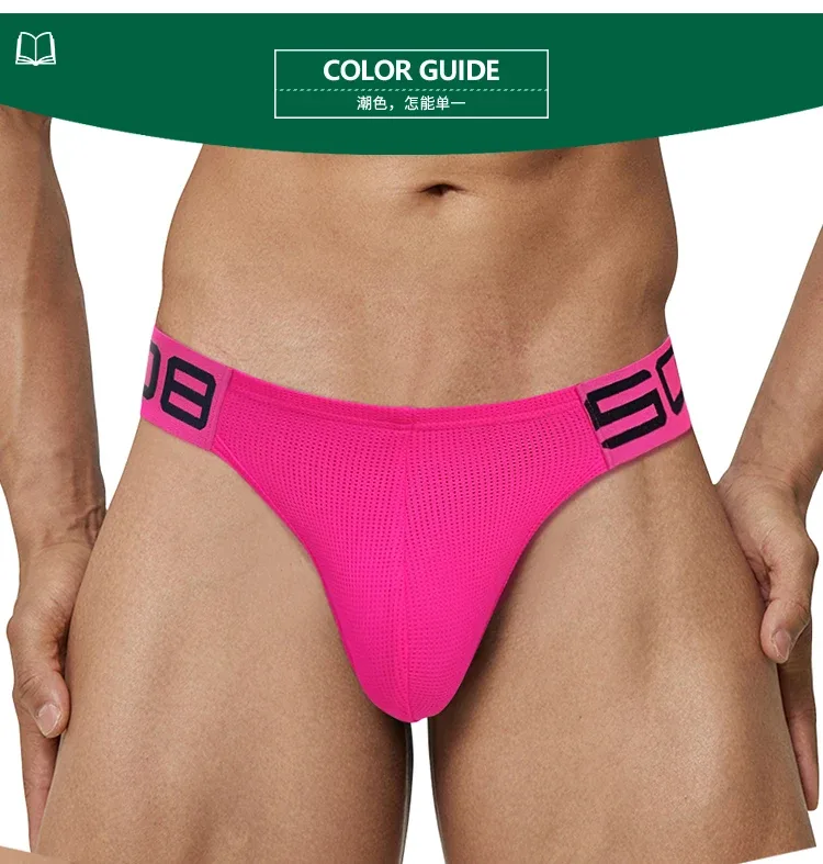 Men's Nylon Blend Mesh Breathable Briefs Horn Splice Letter Embossed Wide Elastic Waistband Fluorescent Color Sexy Underwear