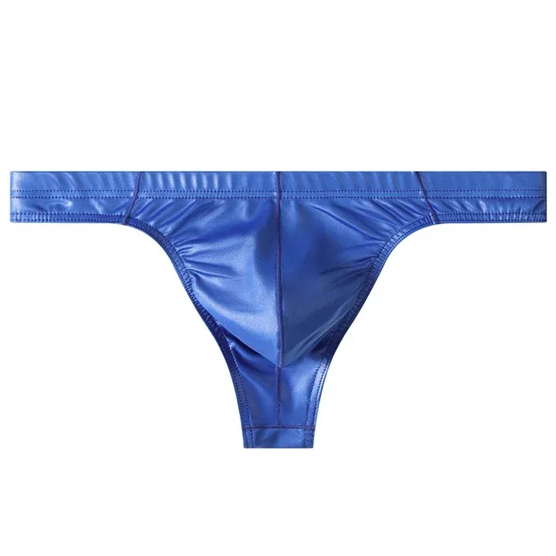 Men Faux Leather Sexy Sissy Briefs G-string Thong T-Back Large Pouch Soft Very Hot Lingerie Underwear For Man Unisex Panties
