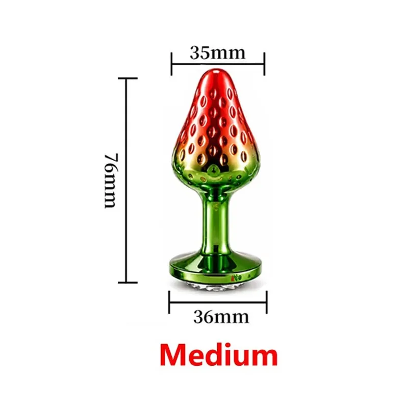 Strawberry Metal Anal Beads Butt Plug Set Small Medium Large Wearable Anal Plug Κοσμήματα Πρωκτικό Παιχνίδι σεξ για Άνδρα Γυναίκα