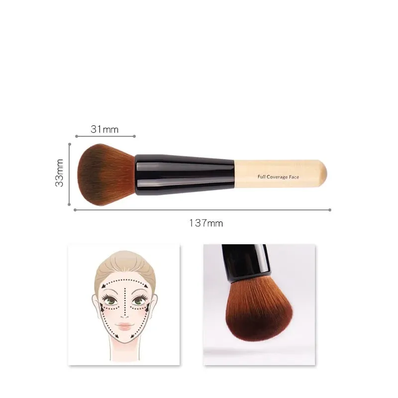 Luxury Champagne Makeup Brushes Flat Top Foundation Brush Malaking Face Brush Repair Brush Contour Brush para sa Liquid Cream Powder