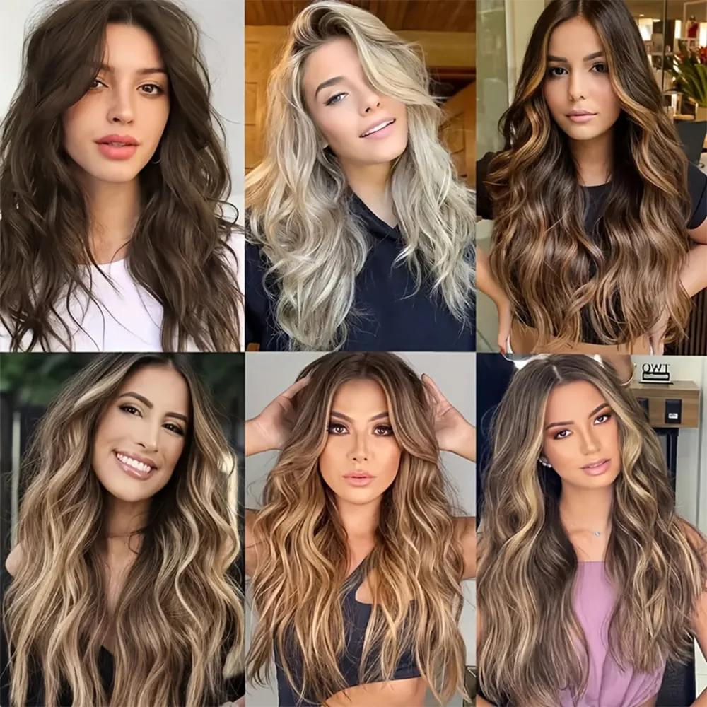 7 κλιπ σε επεκτάσεις μαλλιών Long wave Hairstyle Blck 20 ιντσών Φυσικά Συνθετικά Μαλλιά Καθημερινή Χρήση Hairpiece για γυναίκες