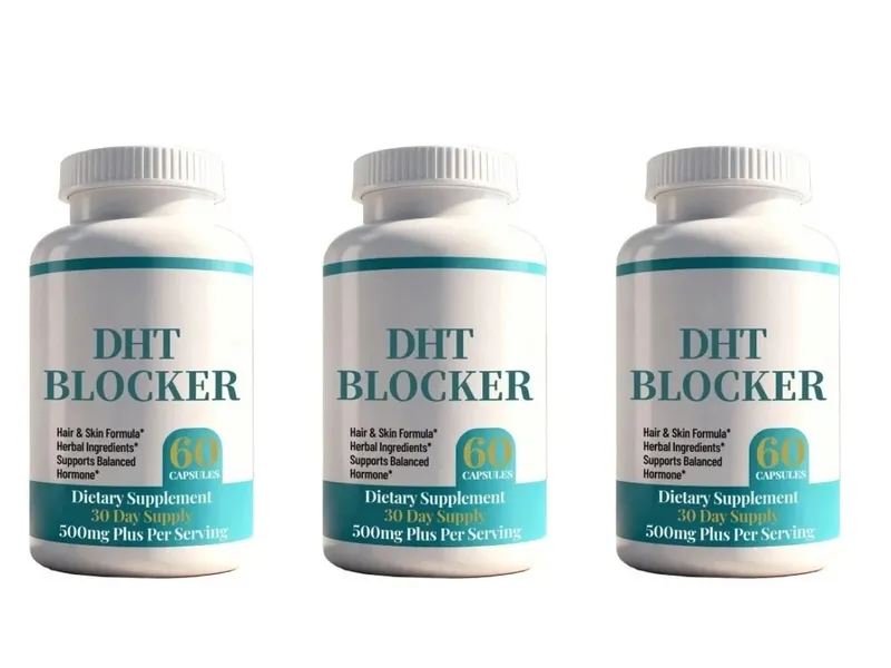 DHT Blocker Capsules na may Biotin 5000mcg Vitamin C D E B6 at Zinc para sa Malusog na Buhok at Suporta sa Balat Gluten-Free 60 Bilang