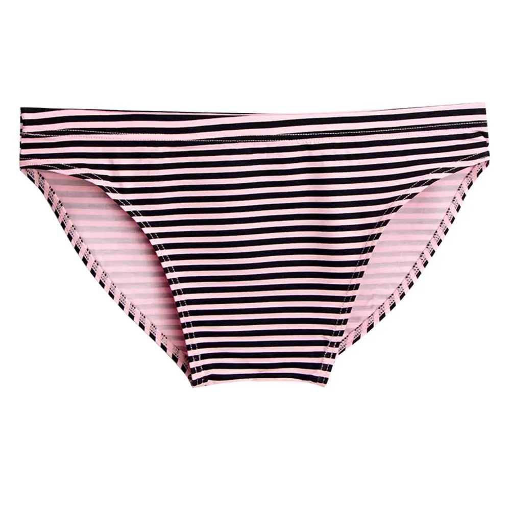 Men Stripe Briefs High Stretchy Soft No Pouch Narrow Side Sissy Underwear Pantie Breathable Daily Wear Triangle Panties
