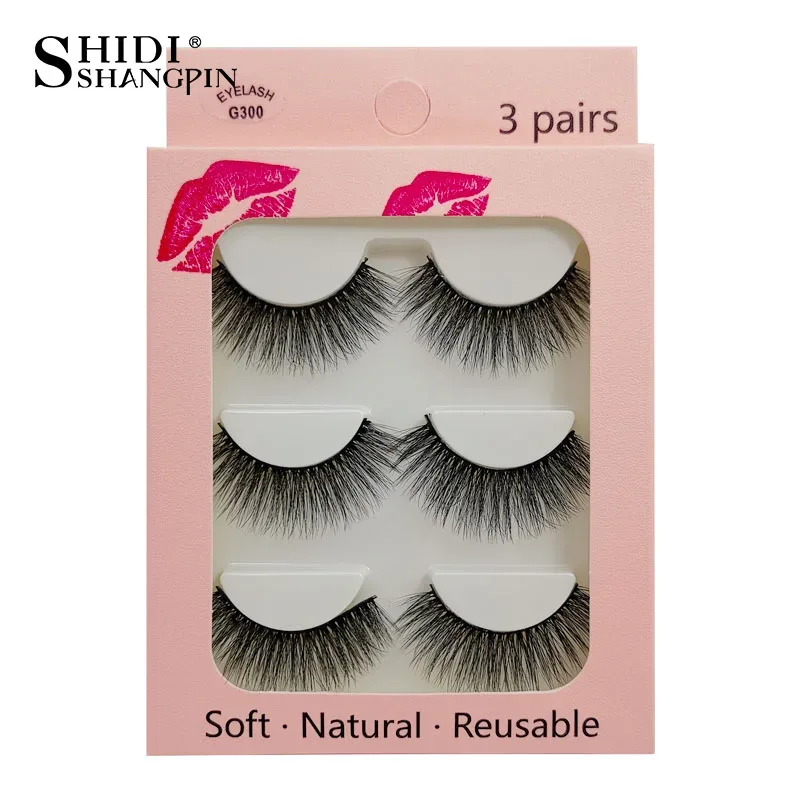 Faux Cils 3 Pairs Ψεύτικες Βλεφαρίδες Φυσικές μακριές 3D Βιζόν Βλεφαρίδες Απαλές Αφράτες Χειροποίητες Ψεύτικες Βλεφαρίδες Εργαλεία Μακιγιάζ Ματιών Maquiagem