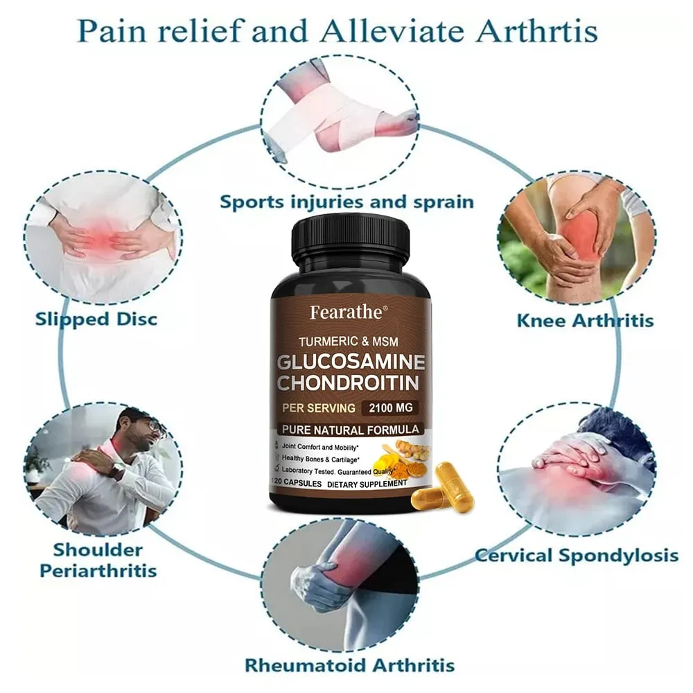 Glucosamine Chondroitin MSM Capsules 2100mg Support Joint Mobility Cartilage Flexibility Health Back & Knee Comfort