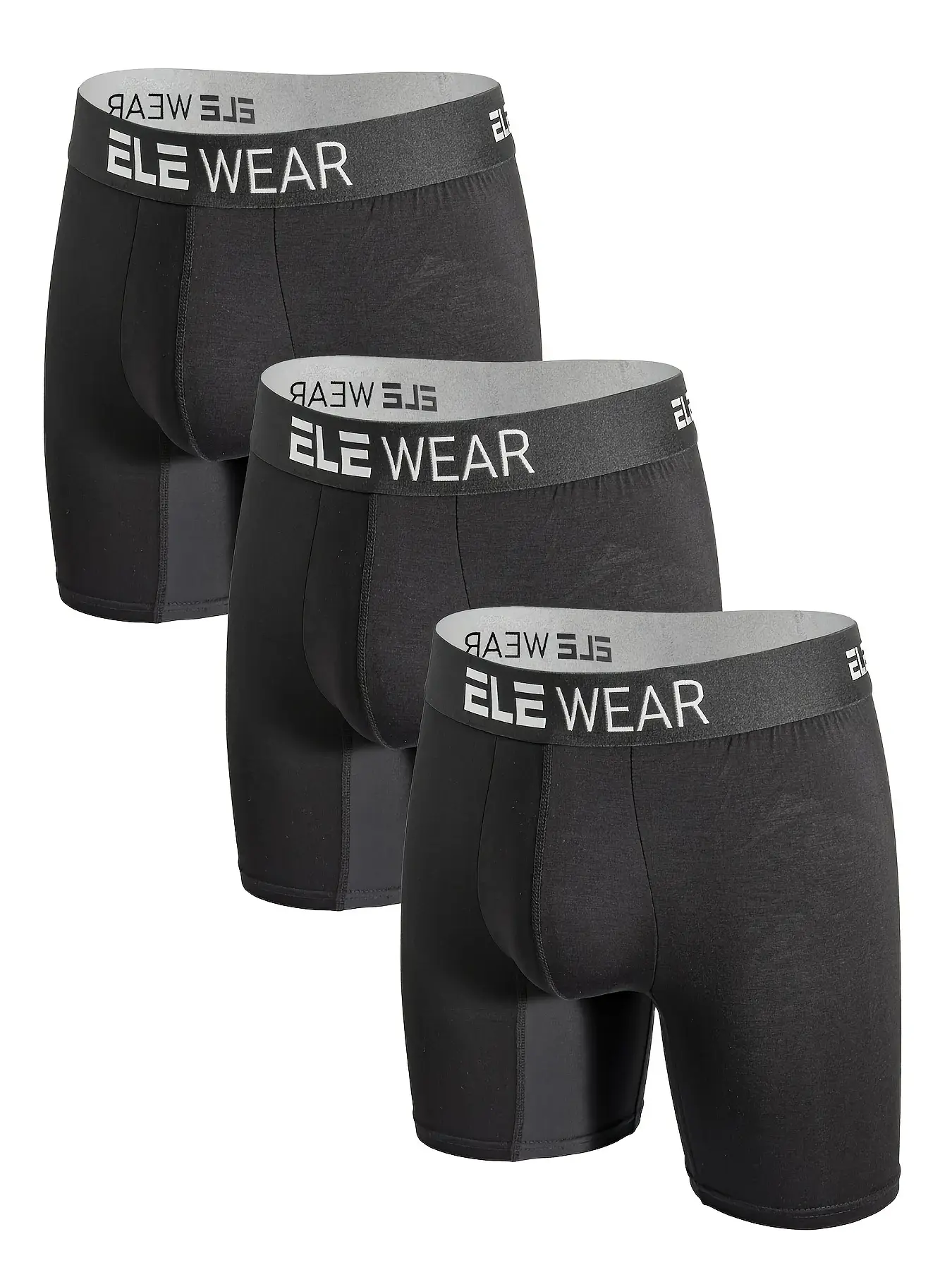 3pcs Bamboo Men's Underwear Long Sports Underwear, Moisture-Wicking, Boxer Briefs For Men