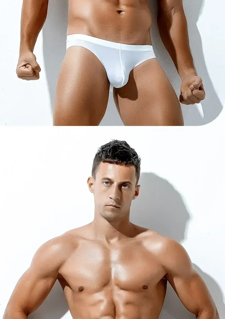 2PCS Men's summer underwear: Ice Silk, low-waisted triangular underpants, personalized, ultra-thin, breathable shorts