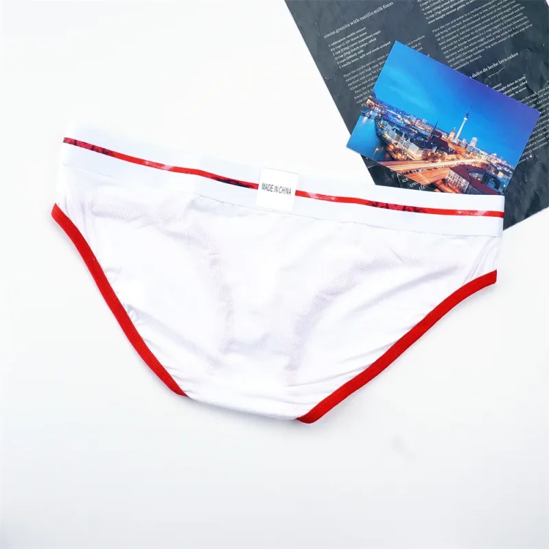 Sexy Men U Convex Underwear Slip Breathable Letters Waistband Ice Silk Briefs Plus Size Male Panties S-XL