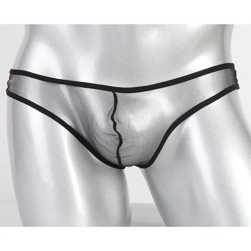 Men's Large Size Low Waist Mesh Briefs, Ultrathin Transparent Underwear, with U Convex Bag, Various Colors Available
