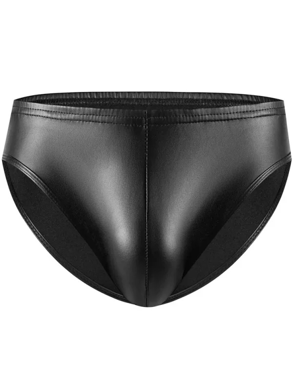 New PU Faux Leather Mens Bikini Briefs Trunks Slips Tights Hot Sexy Underwear Jockstrap Calzoncillos Ropa Panties Tanga Thong