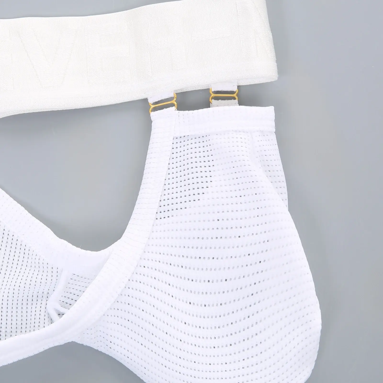 Briefs Men Underwear Hollow Pouch Mesh Underpants Man High-cut Wide Waistband Brief Metal Buckle Decor