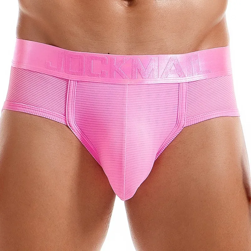 Jockmail Mens Underwear Briefs Mesh Breathable Sports Fitness Shorts Solid Color Sexy Low-rise Lingeries for Extreme Panties