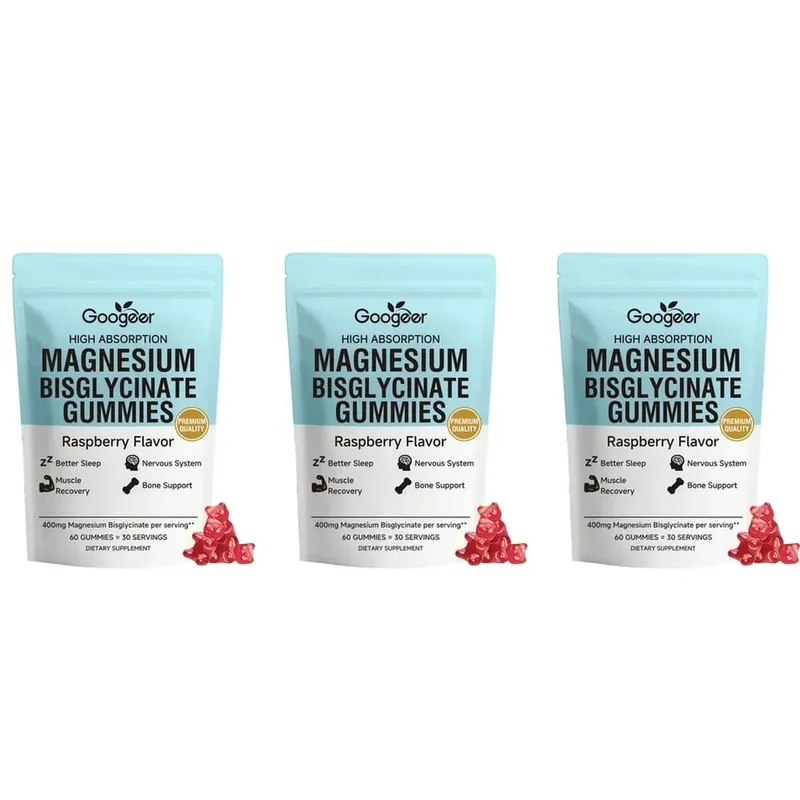 Δισγλυκινικό μαγνήσιο Gummies για μυϊκό ύπνο των οστών Υποστήριξη Νευρικού Συστήματος Ευεξία με Βιταμίνη D3 και Ψευδάργυρο 60 Gummies