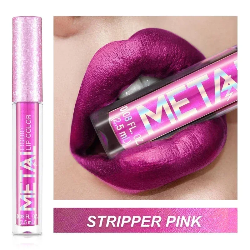 Lipstik Cair Matte Metalik Tahan Air Tahan Lama Antilengket Matte Berkilau Lip Gloss Makeup Bibir Wanita 12 Warna